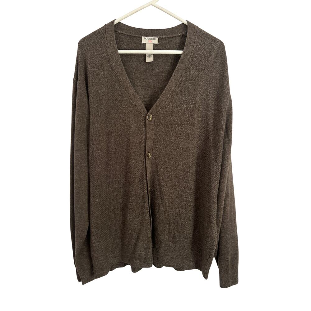 Dockers Men’s Brown Acrylic V‑Neck Cardigan Sweater XXL